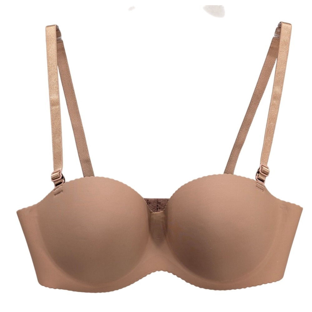 Brown‎ Bottims Padded Underwire Seamless Convertible Bra Size 32C Nude Brown
